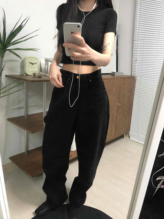 Basic Round Neck Crop Short Sleeve Tee