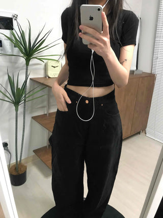 Basic Round Neck Crop Short Sleeve Tee
