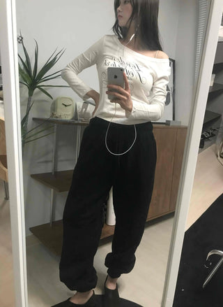 Elastic Waist Wide Pintuck Jogger Pants