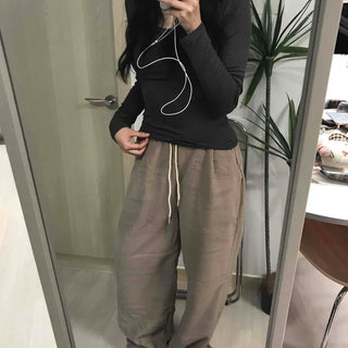 Cotton Linen Wide Elastic Waist Pants