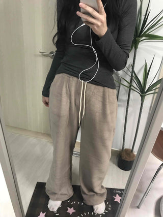 Cotton Linen Wide Elastic Waist Pants