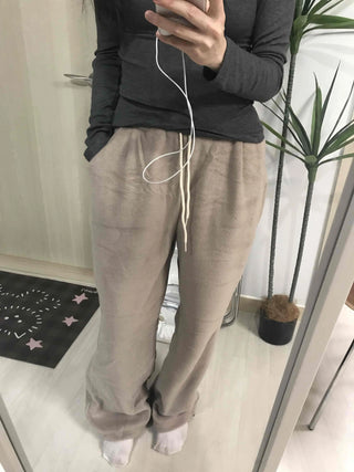 Cotton Linen Wide Elastic Waist Pants