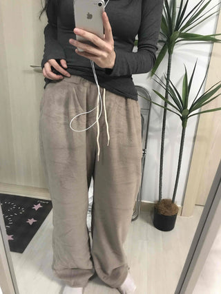 Cotton Linen Wide Elastic Waist Pants