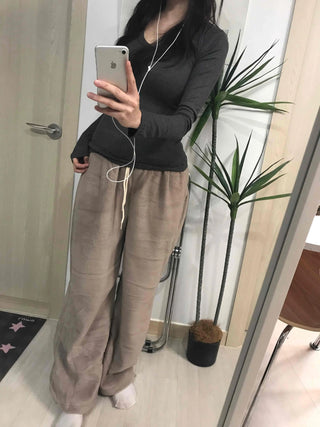 Cotton Linen Wide Elastic Waist Pants