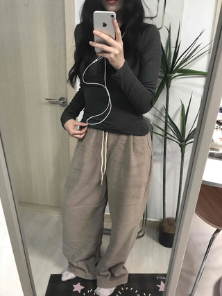 Cotton Linen Wide Elastic Waist Pants
