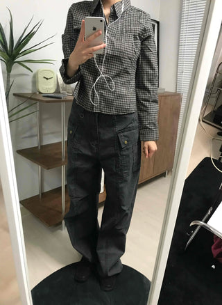 Side Cargo Pocket Straight Denim Pants