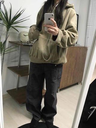 Side Cargo Pocket Straight Denim Pants