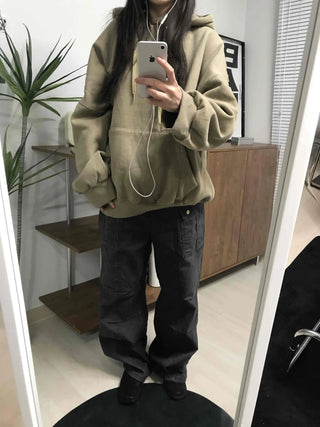 Side Cargo Pocket Straight Denim Pants
