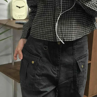 Side Cargo Pocket Straight Denim Pants