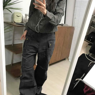 Side Cargo Pocket Straight Denim Pants