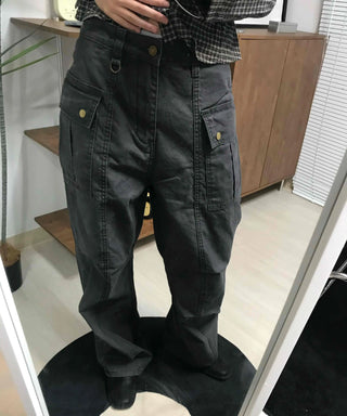 Side Cargo Pocket Straight Denim Pants