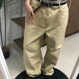 Straight Cotton Belted Chino Pants