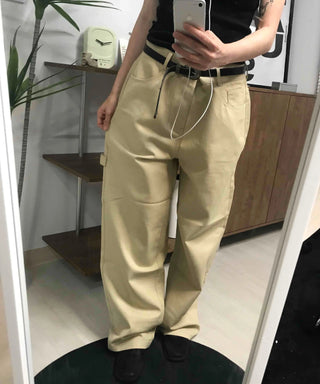 Straight Cotton Belted Chino Pants