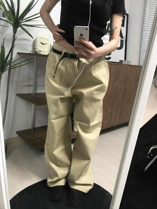 Straight Cotton Belted Chino Pants