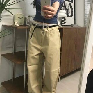 Straight Cotton Belted Chino Pants