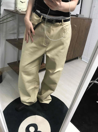 Straight Cotton Belted Chino Pants