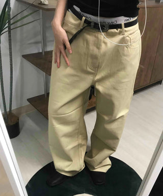 Straight Cotton Belted Chino Pants