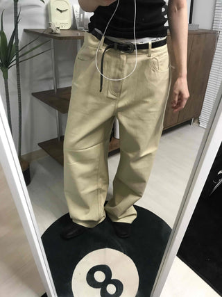 Straight Cotton Belted Chino Pants