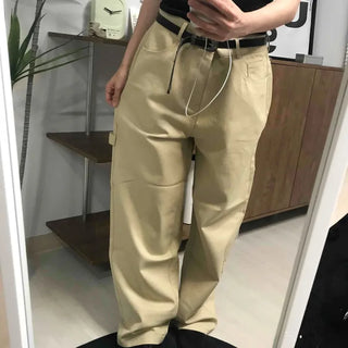 Straight Cotton Belted Chino Pants