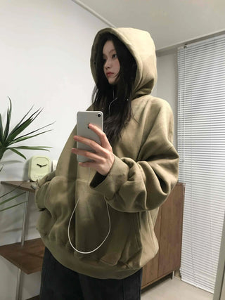 Oversized Kangaroo Pocket Fleece-Lined Hoodie