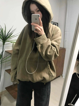 Oversized Kangaroo Pocket Fleece-Lined Hoodie
