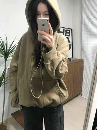 Oversized Kangaroo Pocket Fleece-Lined Hoodie