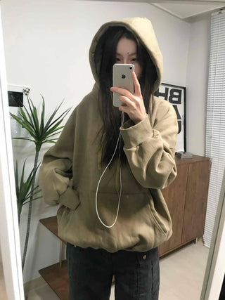 Oversized Kangaroo Pocket Fleece-Lined Hoodie