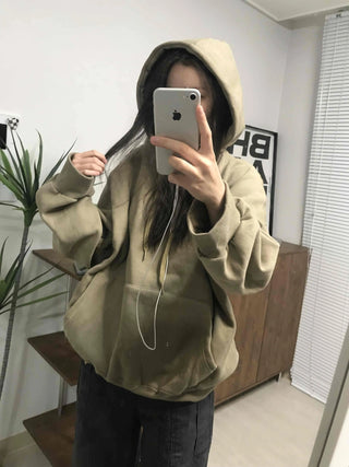 Oversized Kangaroo Pocket Fleece-Lined Hoodie