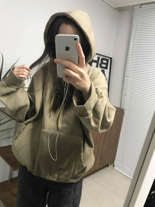 Oversized Kangaroo Pocket Fleece-Lined Hoodie
