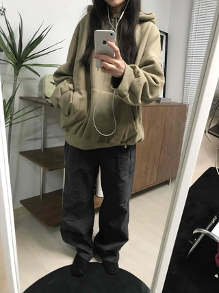Oversized Kangaroo Pocket Fleece-Lined Hoodie