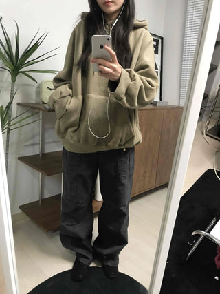 Oversized Kangaroo Pocket Fleece-Lined Hoodie