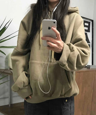 Oversized Kangaroo Pocket Fleece-Lined Hoodie
