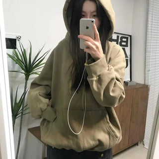 Oversized Kangaroo Pocket Fleece-Lined Hoodie