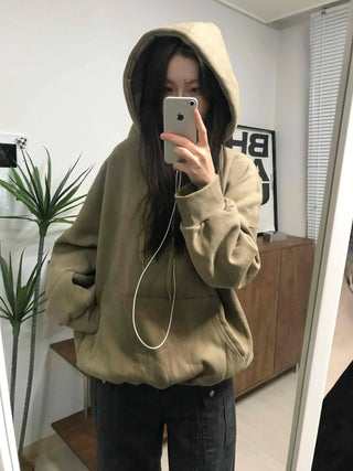 Oversized Kangaroo Pocket Fleece-Lined Hoodie