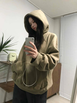 Oversized Kangaroo Pocket Fleece-Lined Hoodie