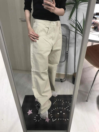 Loose Fit Drawstring Straight Denim Pants