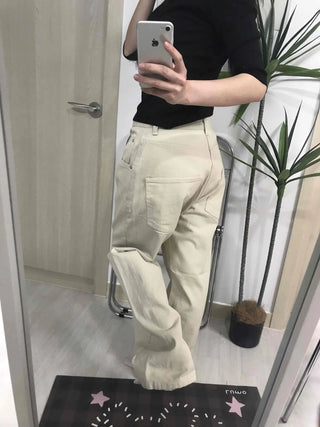 Loose Fit Drawstring Straight Denim Pants