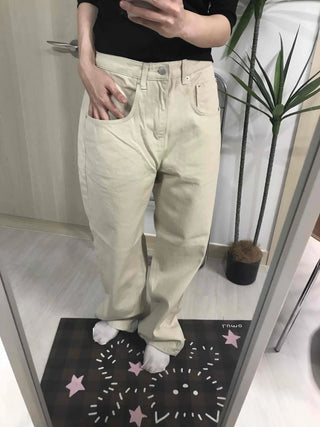 Loose Fit Drawstring Straight Denim Pants