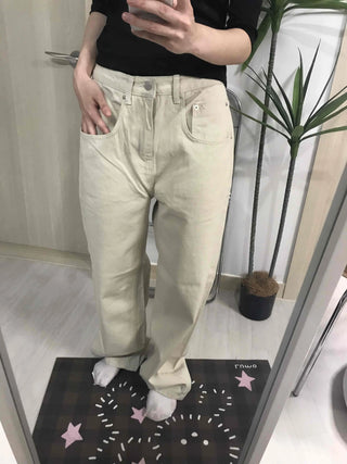 Loose Fit Drawstring Straight Denim Pants