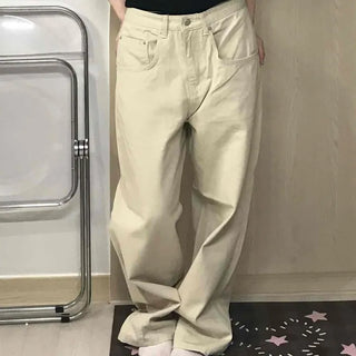 Loose Fit Drawstring Straight Denim Pants