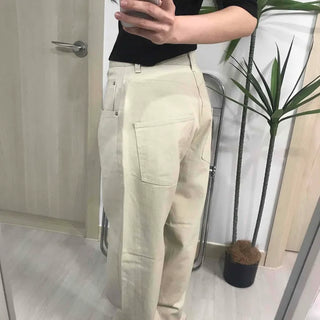 Loose Fit Drawstring Straight Denim Pants