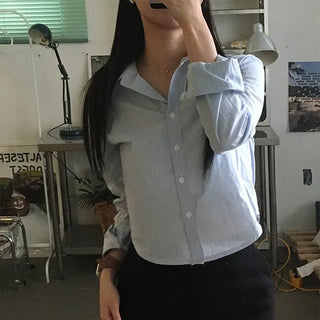 Jeno Geekfit Crop Striped Shirt