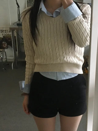 Jeno Geekfit Crop Striped Shirt