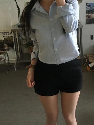 Jeno Geekfit Crop Striped Shirt