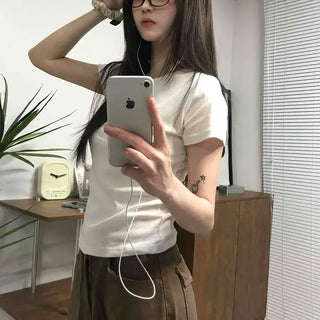 Basic Slim Fit Round Neck Short Sleeve T-shirt