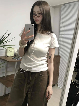 Basic Slim Fit Round Neck Short Sleeve T-shirt