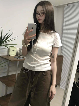 Basic Slim Fit Round Neck Short Sleeve T-shirt