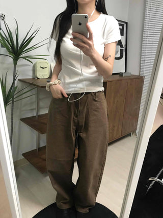 Basic Slim Fit Round Neck Short Sleeve T-shirt