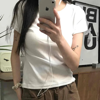 Basic Slim Fit Round Neck Short Sleeve T-shirt