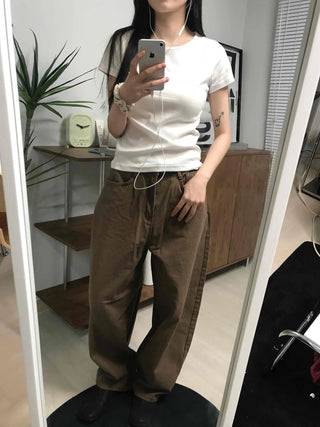 Basic Slim Fit Round Neck Short Sleeve T-shirt